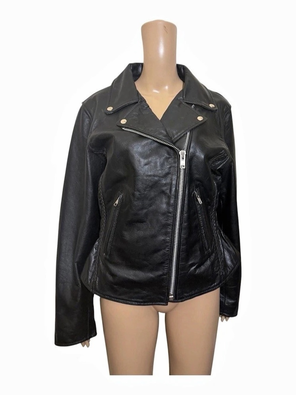 Viking Cycle Cruise Genuine Leather Motorcycle Jacket Large